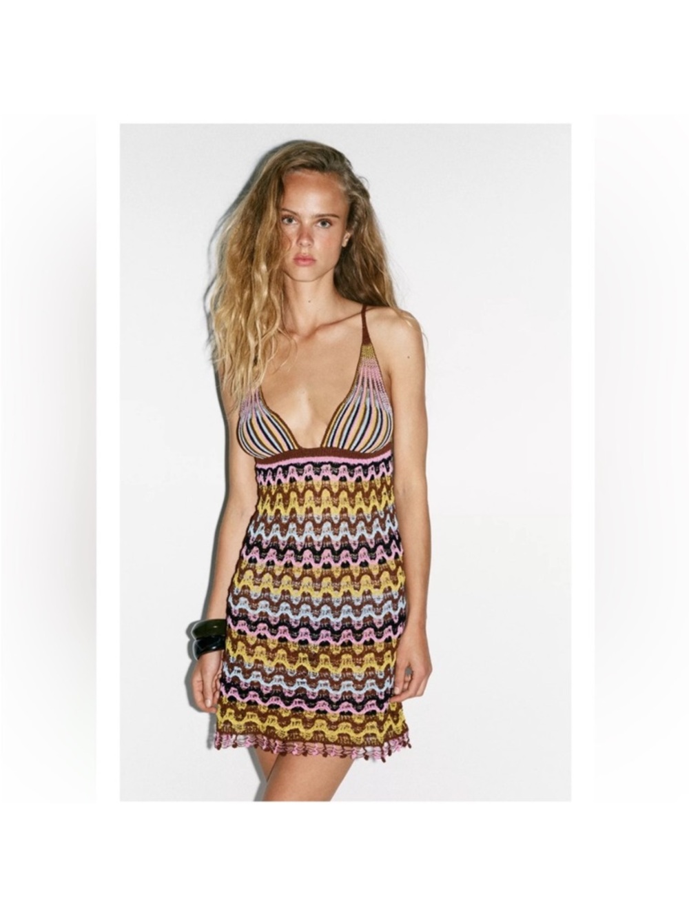 ZARA CROCHET KNIT MINI DRESS - Picture 13 of 15